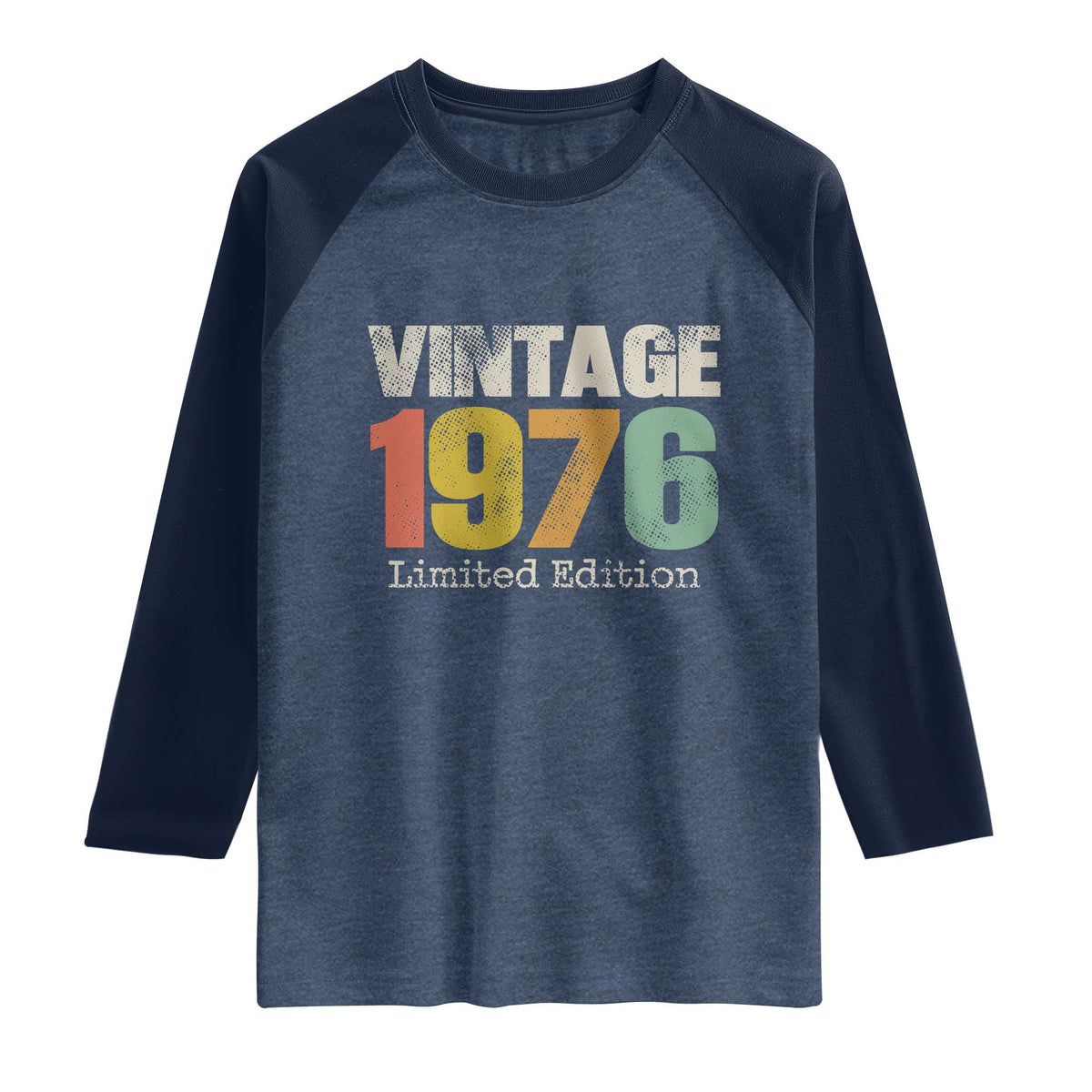 Vintage 1976 Limited Edition Raglan Shirt Distressed Retro Typography 50th Birthday