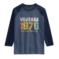 Vintage 1976 Limited Edition Raglan Shirt Distressed Retro Typography 50th Birthday