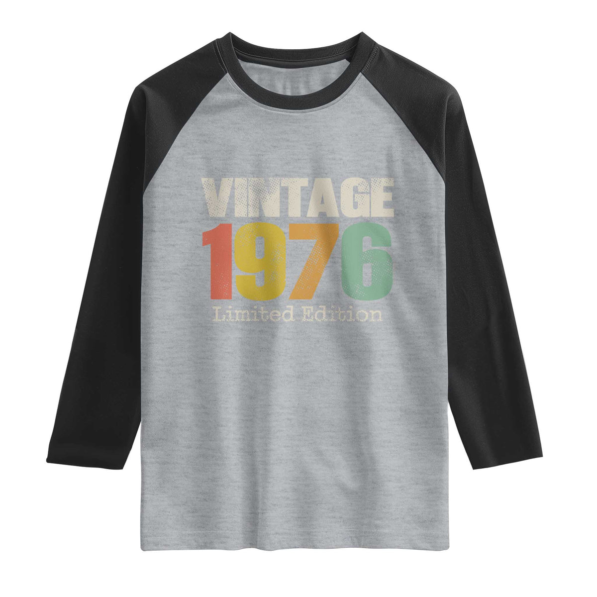 Vintage 1976 Limited Edition Raglan Shirt Distressed Retro Typography 50th Birthday