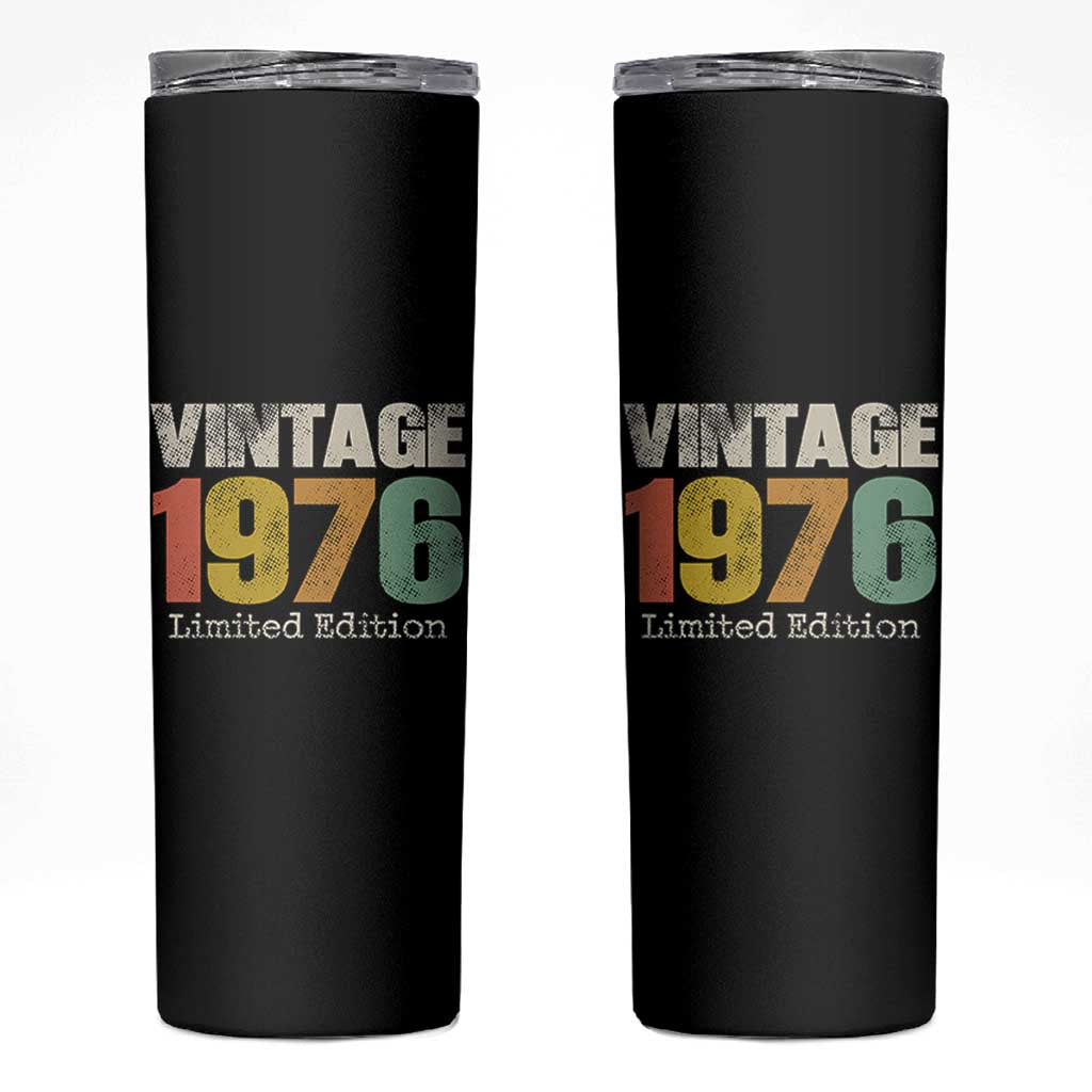 Vintage 1976 Limited Edition Skinny Tumbler Distressed Retro Typography 50th Birthday