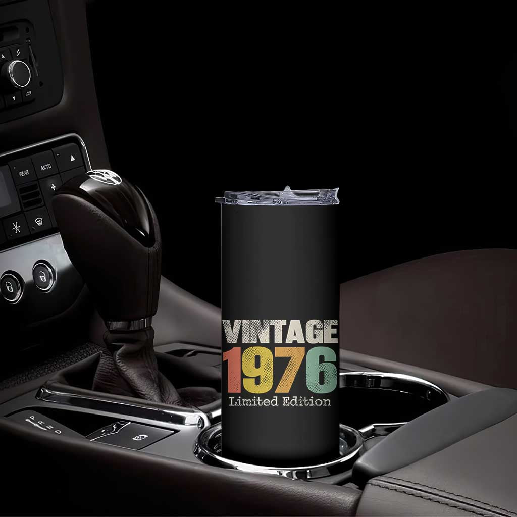 Vintage 1976 Limited Edition Skinny Tumbler Distressed Retro Typography 50th Birthday
