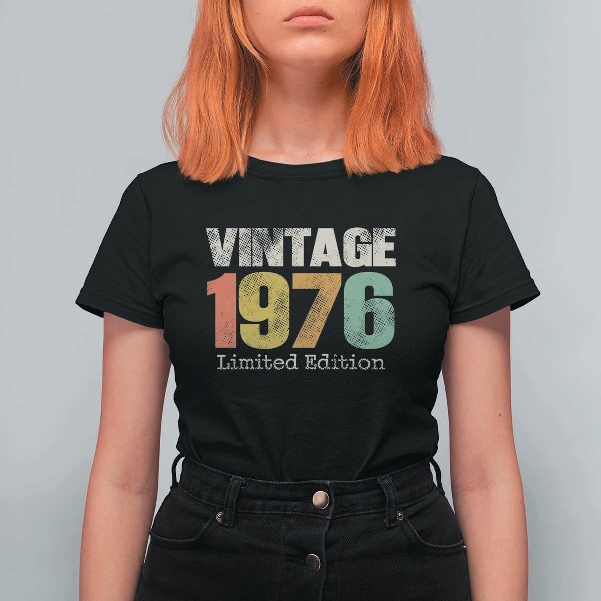 Vintage 1976 Limited Edition T Shirt For Women Distressed Retro Typography 50th Birthday