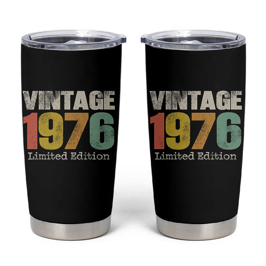Vintage 1976 Limited Edition Tumbler Cup Distressed Retro Typography 50th Birthday
