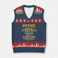 Vintage 1976 Aged to Perfection V-Neck Knit Sweater Vest Limited Edition Retro 50th Birthday