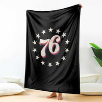 Patriotic Retro 76 American Flag Stars Circle Throw Blanket 1976 Milestone Birthday Graphic