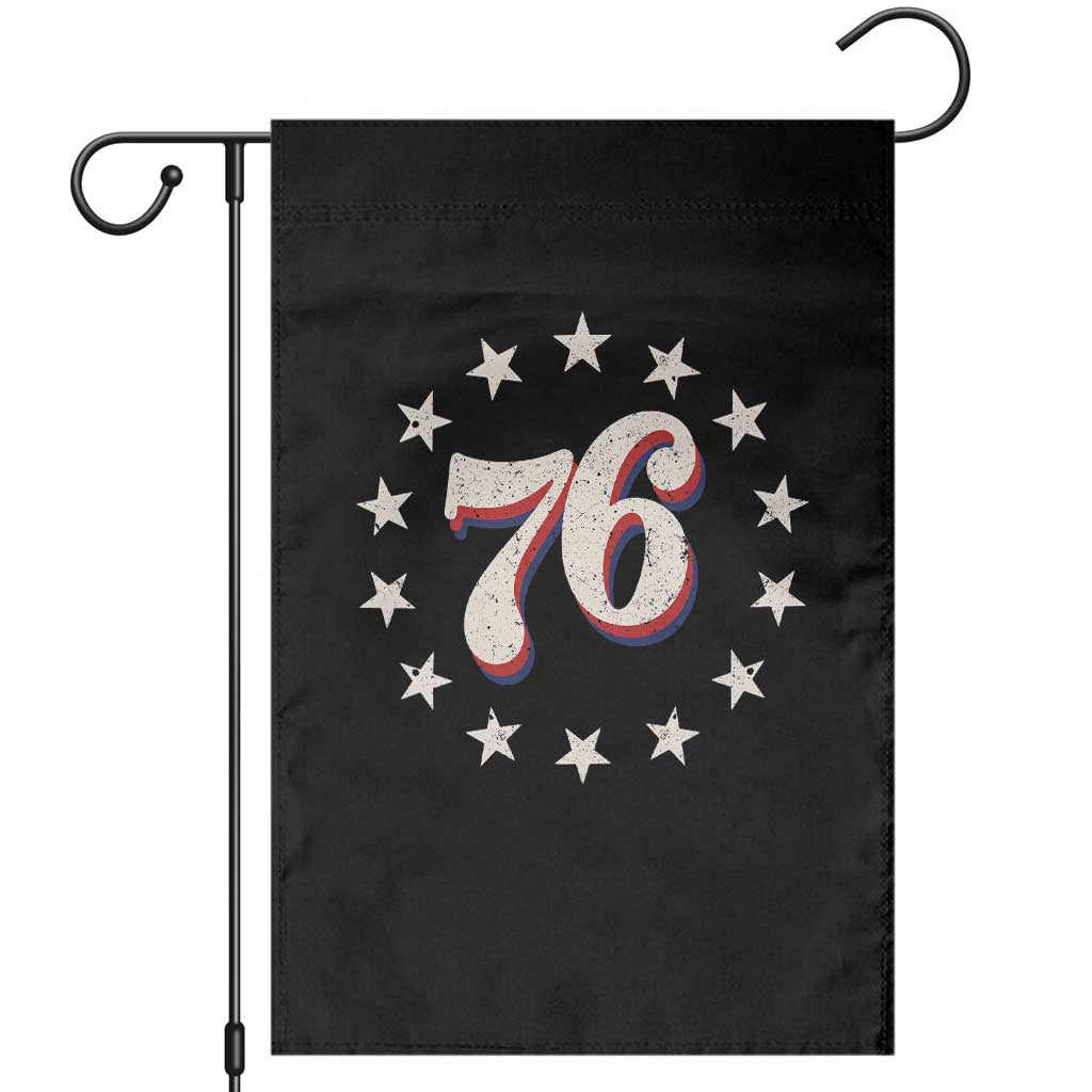 Patriotic Retro 76 American Flag Stars Circle Garden Flag 1976 Milestone Birthday Graphic