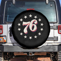 Patriotic Retro 76 American Flag Stars Circle Spare Tire Cover 1976 Milestone Birthday Graphic