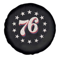 Patriotic Retro 76 American Flag Stars Circle Spare Tire Cover 1976 Milestone Birthday Graphic