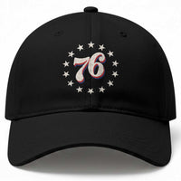 Patriotic Retro 76 American Flag Stars Circle Baseball Cap 1976 Milestone Birthday Graphic