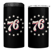 Patriotic Retro 76 American Flag Stars Circle 4 in 1 Can Cooler Tumbler 1976 Milestone Birthday Graphic