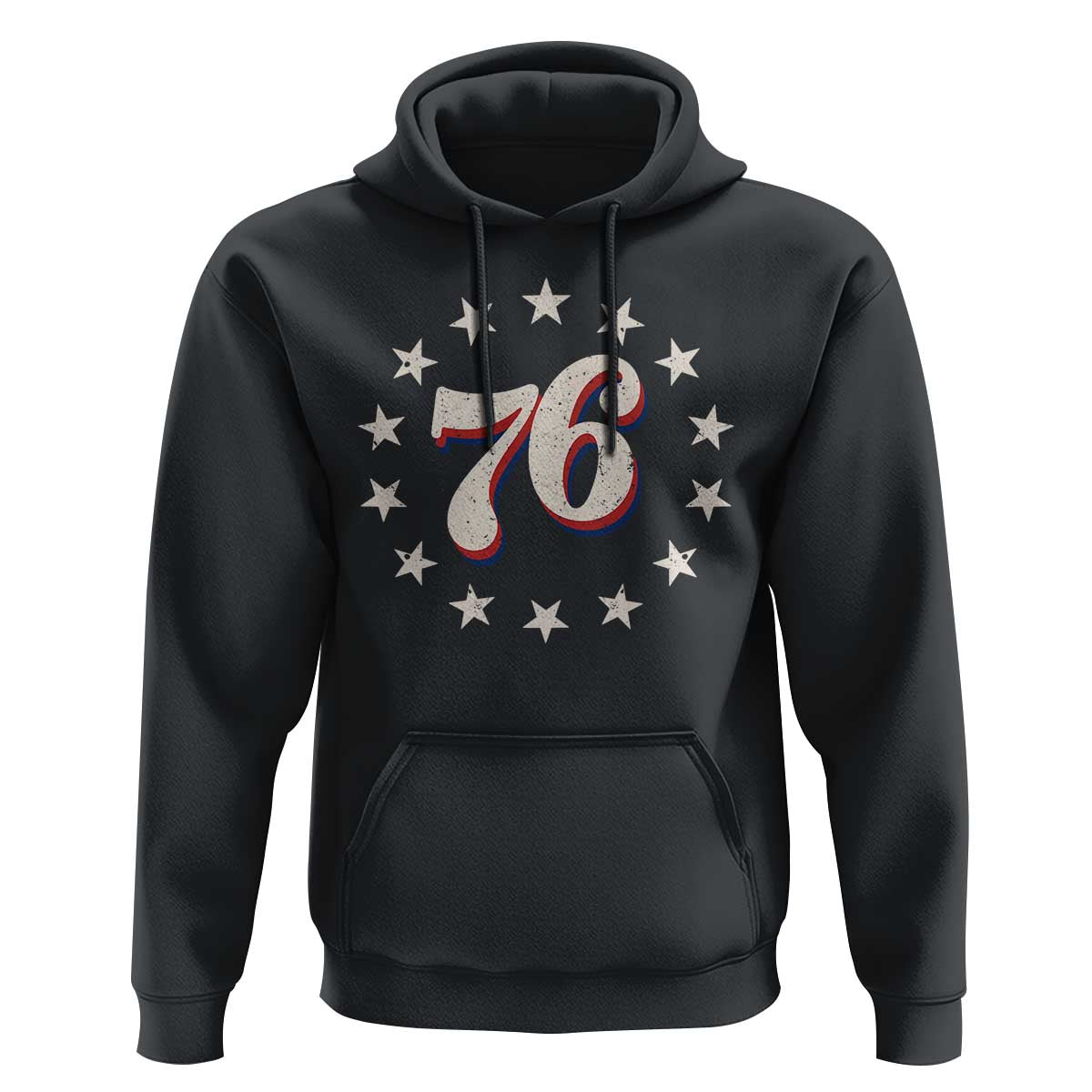 Patriotic Retro 76 American Flag Stars Circle Hoodie 1976 Milestone Birthday Graphic