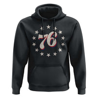 Patriotic Retro 76 American Flag Stars Circle Hoodie 1976 Milestone Birthday Graphic