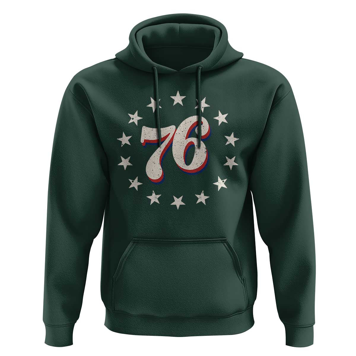 Patriotic Retro 76 American Flag Stars Circle Hoodie 1976 Milestone Birthday Graphic