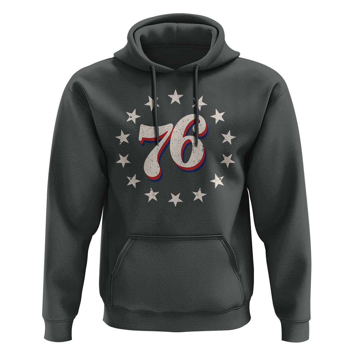 Patriotic Retro 76 American Flag Stars Circle Hoodie 1976 Milestone Birthday Graphic