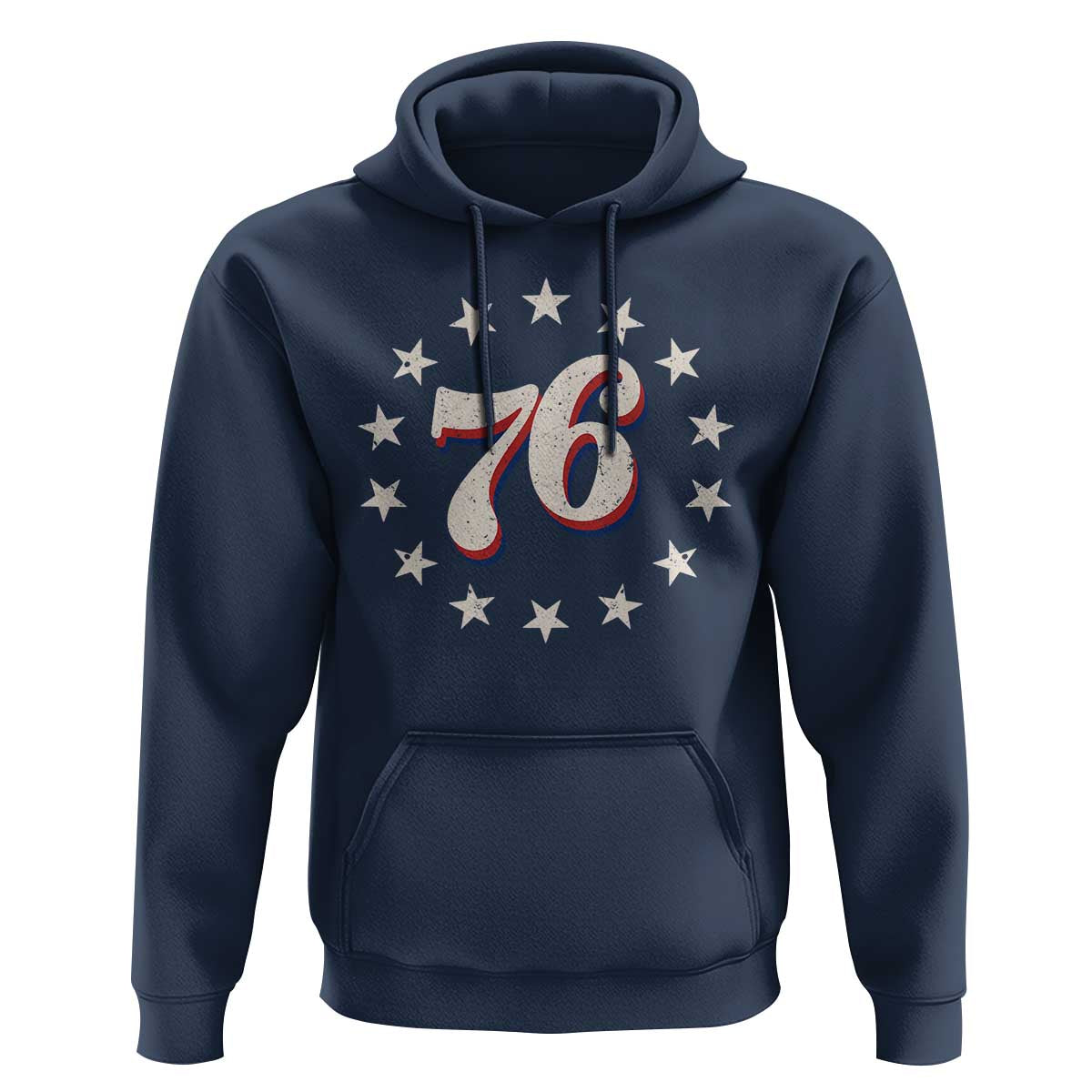 Patriotic Retro 76 American Flag Stars Circle Hoodie 1976 Milestone Birthday Graphic
