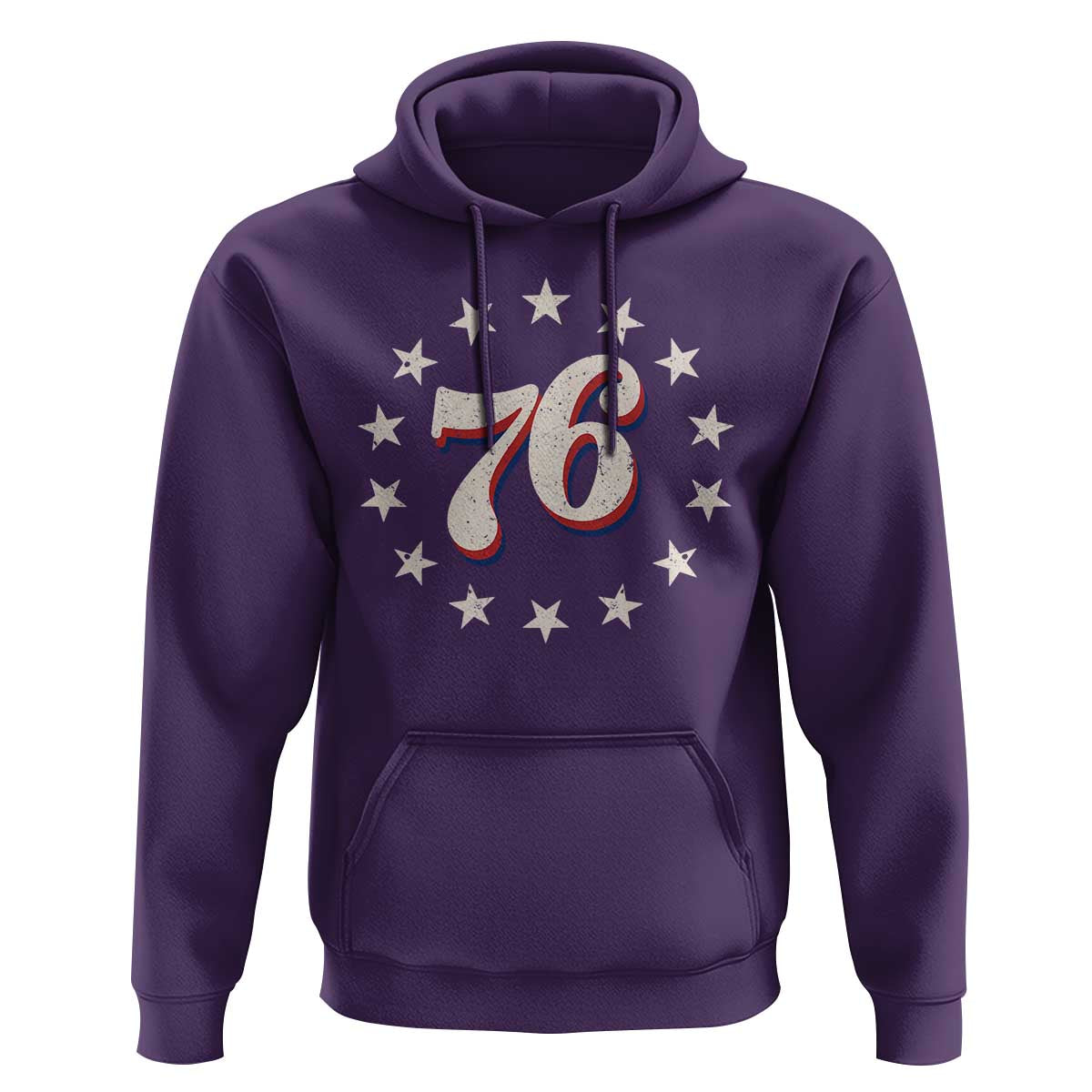 Patriotic Retro 76 American Flag Stars Circle Hoodie 1976 Milestone Birthday Graphic