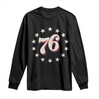Patriotic Retro 76 American Flag Stars Circle Long Sleeve Shirt 1976 Milestone Birthday Graphic