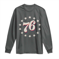 Patriotic Retro 76 American Flag Stars Circle Long Sleeve Shirt 1976 Milestone Birthday Graphic