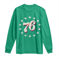 Patriotic Retro 76 American Flag Stars Circle Long Sleeve Shirt 1976 Milestone Birthday Graphic
