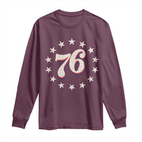 Patriotic Retro 76 American Flag Stars Circle Long Sleeve Shirt 1976 Milestone Birthday Graphic