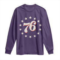 Patriotic Retro 76 American Flag Stars Circle Long Sleeve Shirt 1976 Milestone Birthday Graphic