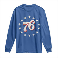 Patriotic Retro 76 American Flag Stars Circle Long Sleeve Shirt 1976 Milestone Birthday Graphic