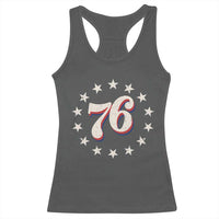 Patriotic Retro 76 American Flag Stars Circle Racerback Tank Top 1976 Milestone Birthday Graphic