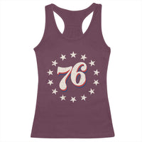 Patriotic Retro 76 American Flag Stars Circle Racerback Tank Top 1976 Milestone Birthday Graphic