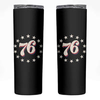 Patriotic Retro 76 American Flag Stars Circle Skinny Tumbler 1976 Milestone Birthday Graphic