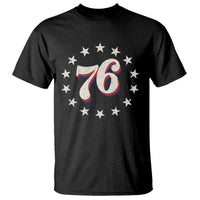 Patriotic Retro 76 American Flag Stars Circle T Shirt 1976 Milestone Birthday Graphic