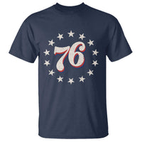 Patriotic Retro 76 American Flag Stars Circle T Shirt 1976 Milestone Birthday Graphic