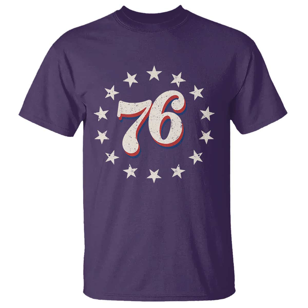 Patriotic Retro 76 American Flag Stars Circle T Shirt 1976 Milestone Birthday Graphic
