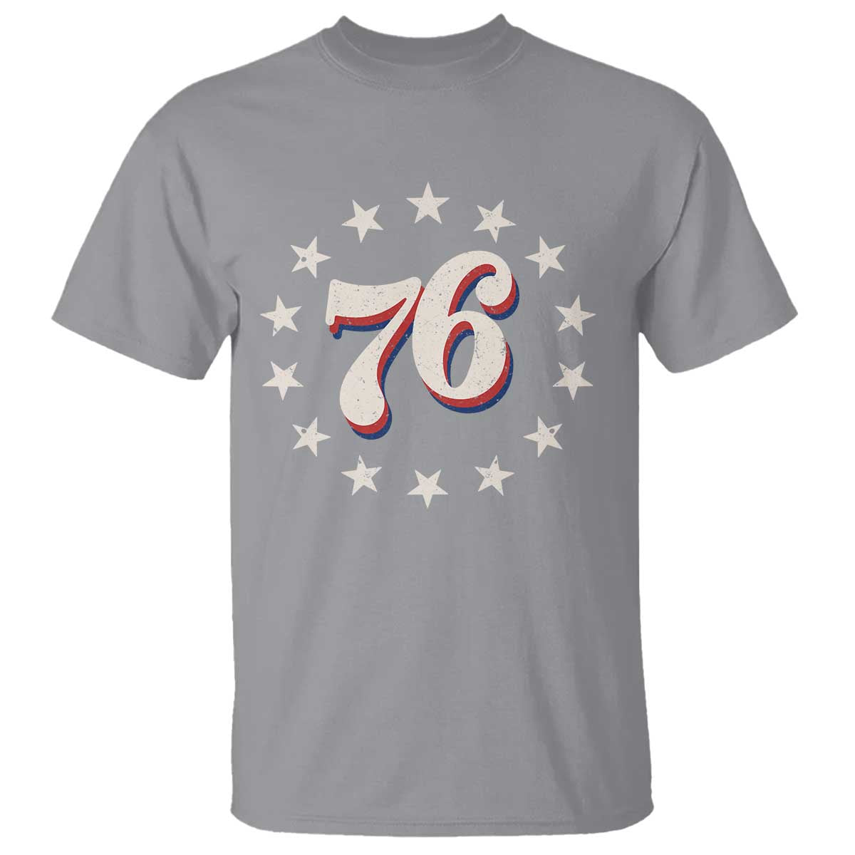 Patriotic Retro 76 American Flag Stars Circle T Shirt 1976 Milestone Birthday Graphic
