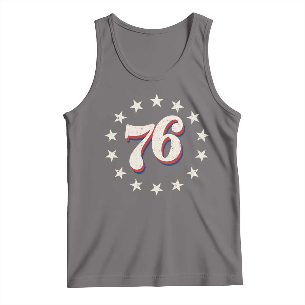 Patriotic Retro 76 American Flag Stars Circle Tank Top 1976 Milestone Birthday Graphic