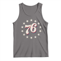 Patriotic Retro 76 American Flag Stars Circle Tank Top 1976 Milestone Birthday Graphic