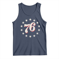 Patriotic Retro 76 American Flag Stars Circle Tank Top 1976 Milestone Birthday Graphic