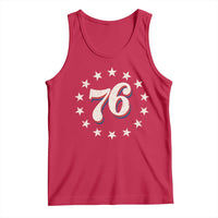 Patriotic Retro 76 American Flag Stars Circle Tank Top 1976 Milestone Birthday Graphic