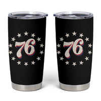 Patriotic Retro 76 American Flag Stars Circle Tumbler Cup 1976 Milestone Birthday Graphic