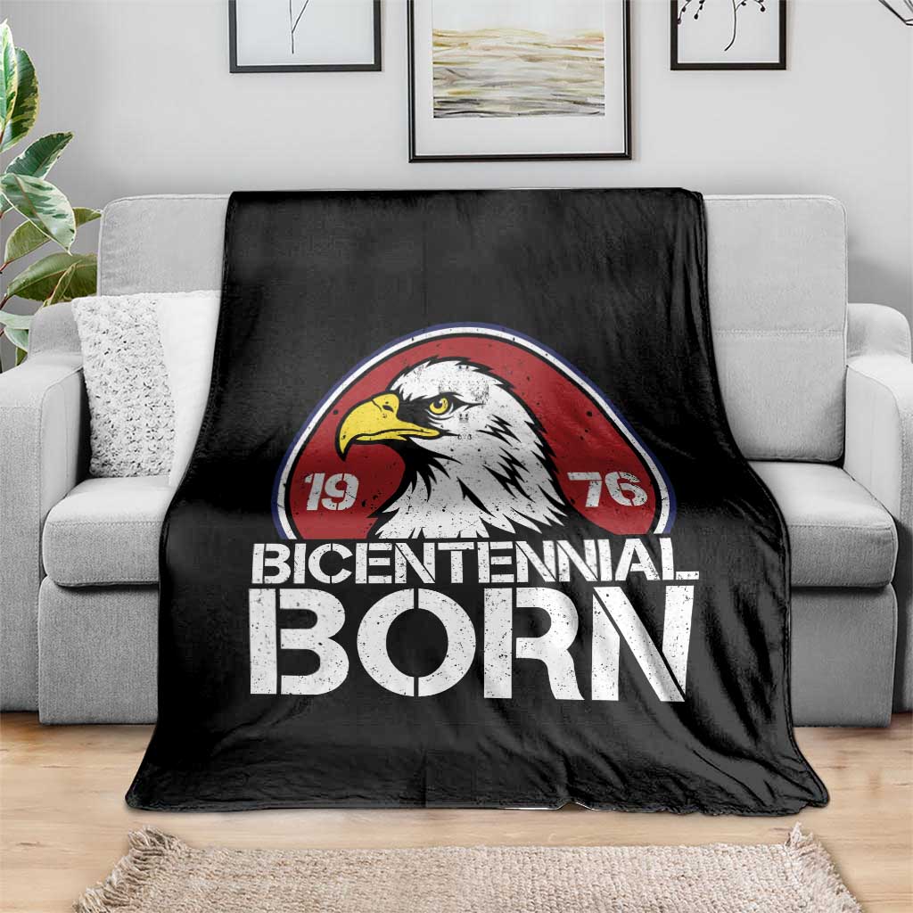 Patriotic Bicentennial Born 1976 Throw Blanket American Bald Eagle 50th Birthday