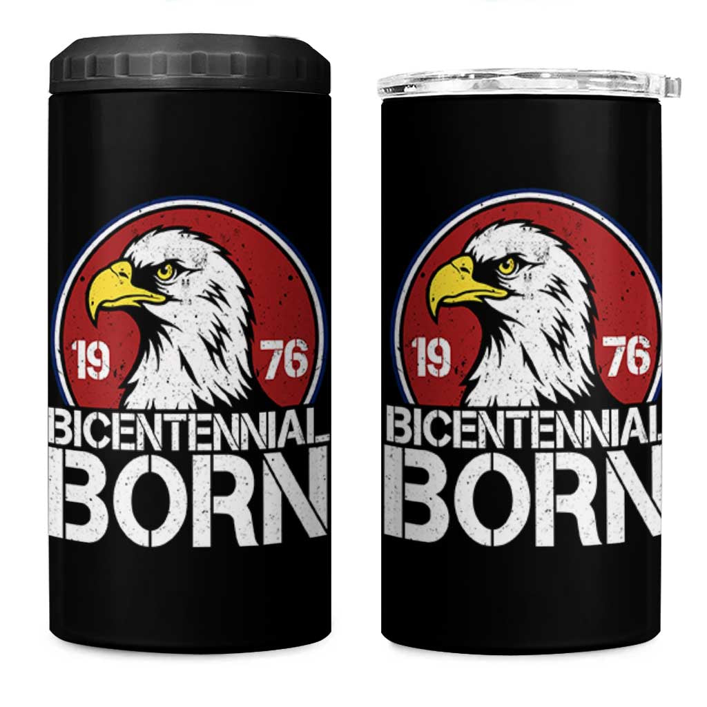 Patriotic Bicentennial Born 1976 4 in 1 Can Cooler Tumbler American Bald Eagle 50th Birthday