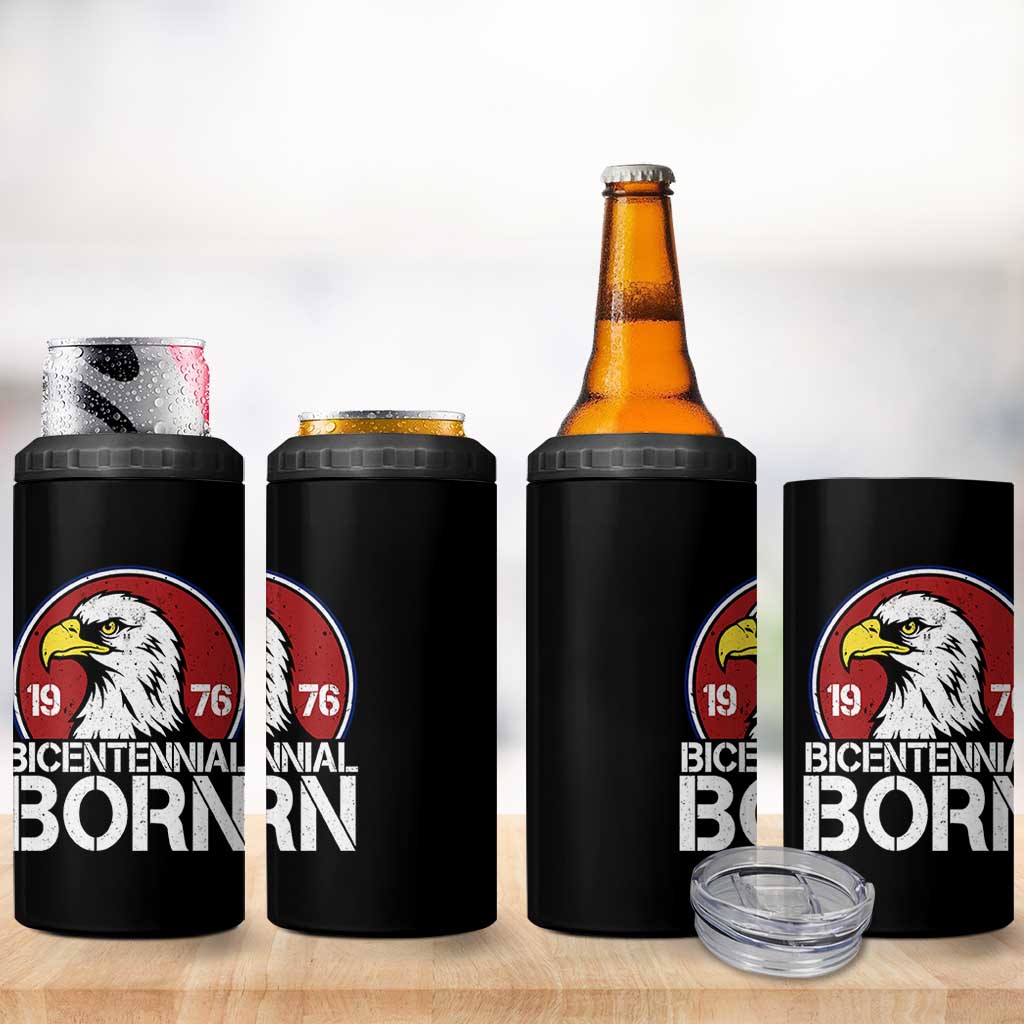 Patriotic Bicentennial Born 1976 4 in 1 Can Cooler Tumbler American Bald Eagle 50th Birthday