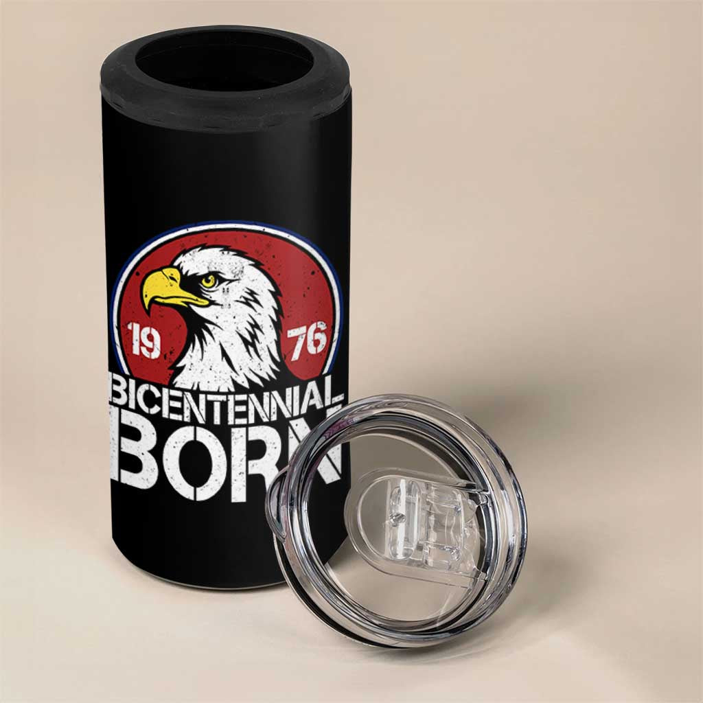 Patriotic Bicentennial Born 1976 4 in 1 Can Cooler Tumbler American Bald Eagle 50th Birthday