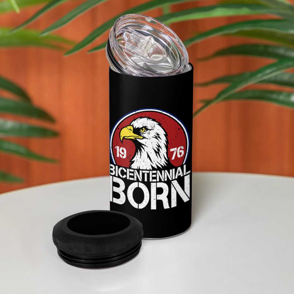 Patriotic Bicentennial Born 1976 4 in 1 Can Cooler Tumbler American Bald Eagle 50th Birthday