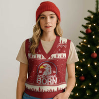 Patriotic Bicentennial Born 1976 V-Neck Knit Sweater Vest American Bald Eagle 50th Birthday