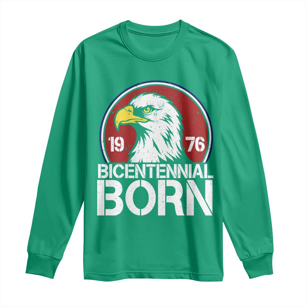 Patriotic Bicentennial Born 1976 Long Sleeve Shirt American Bald Eagle 50th Birthday