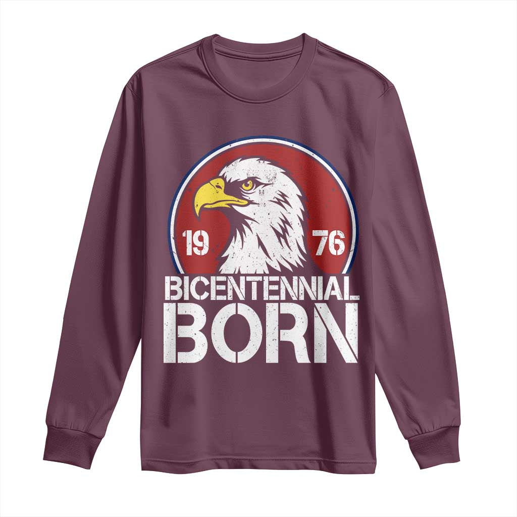 Patriotic Bicentennial Born 1976 Long Sleeve Shirt American Bald Eagle 50th Birthday