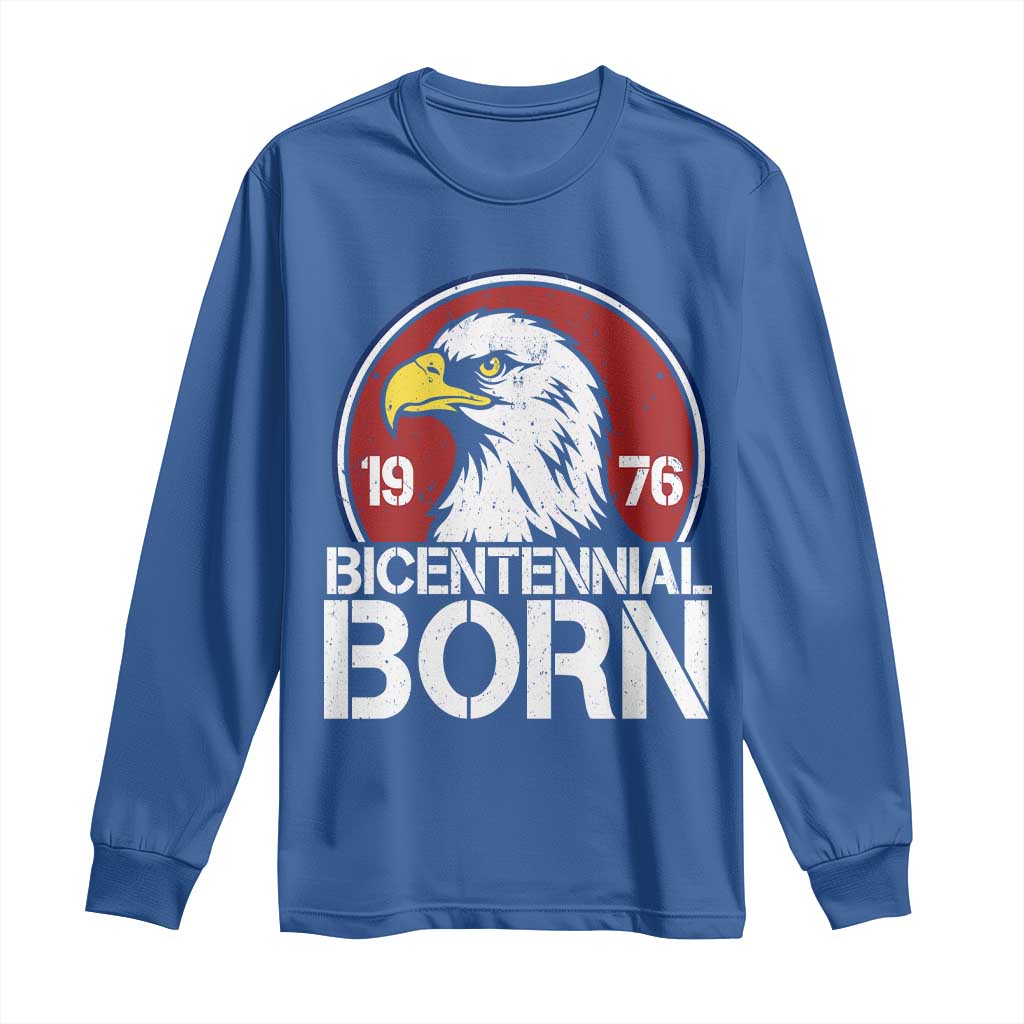 Patriotic Bicentennial Born 1976 Long Sleeve Shirt American Bald Eagle 50th Birthday