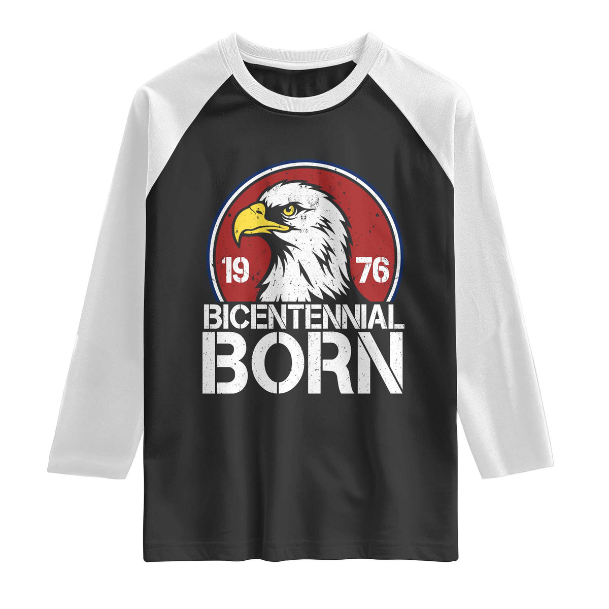 Patriotic Bicentennial Born 1976 Raglan Shirt American Bald Eagle 50th Birthday