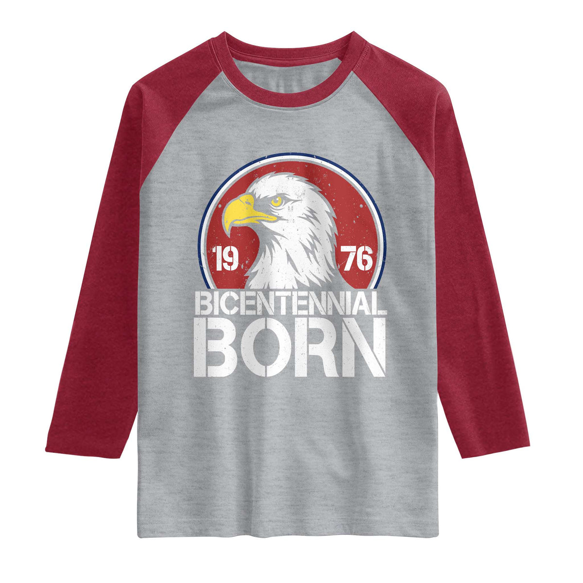 Patriotic Bicentennial Born 1976 Raglan Shirt American Bald Eagle 50th Birthday