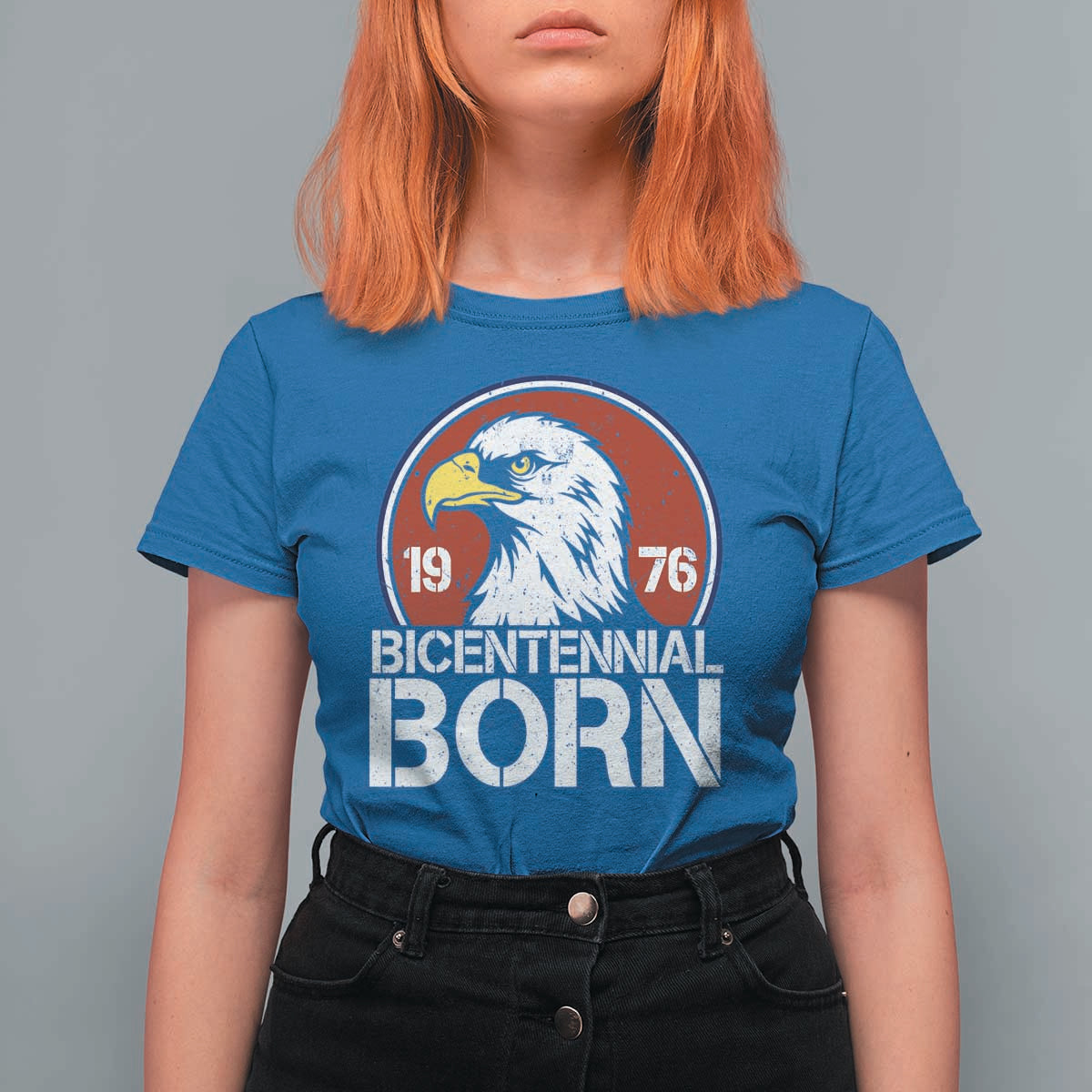 Patriotic Bicentennial Born 1976 T Shirt For Women American Bald Eagle 50th Birthday